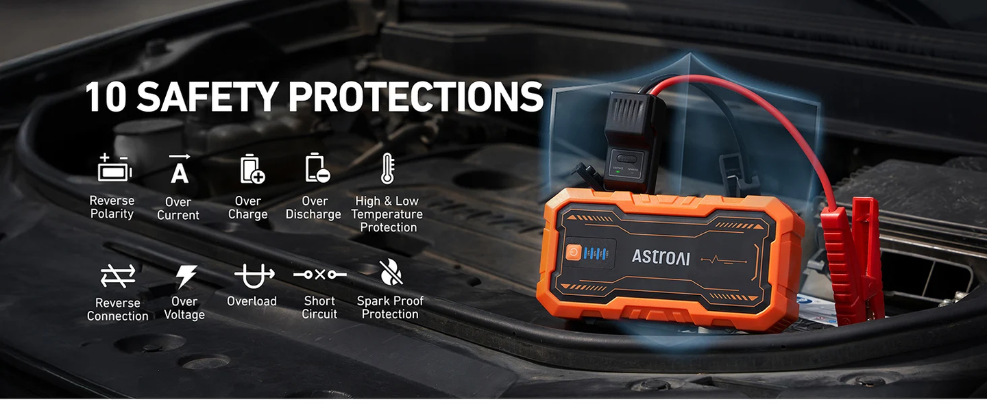 AstroAI S8 Pro Car Jump Starter Power Bank, 3000A Portable Car Battery Jump Starter for 12V Vehicles Up to 9.0L Petrol & 7.0L Diesel Engines (Orange)