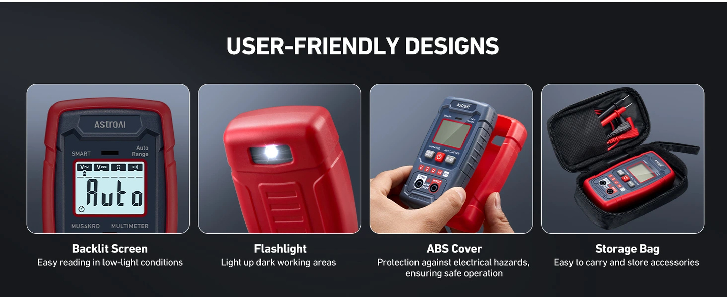 AstroAI Multimeter Tester 4000 Counts, Smart Measuring Mode, Fast Accurately Measures AC/DC Voltage, Resistance, Continuity, Supports a Non-Contact Voltage Function