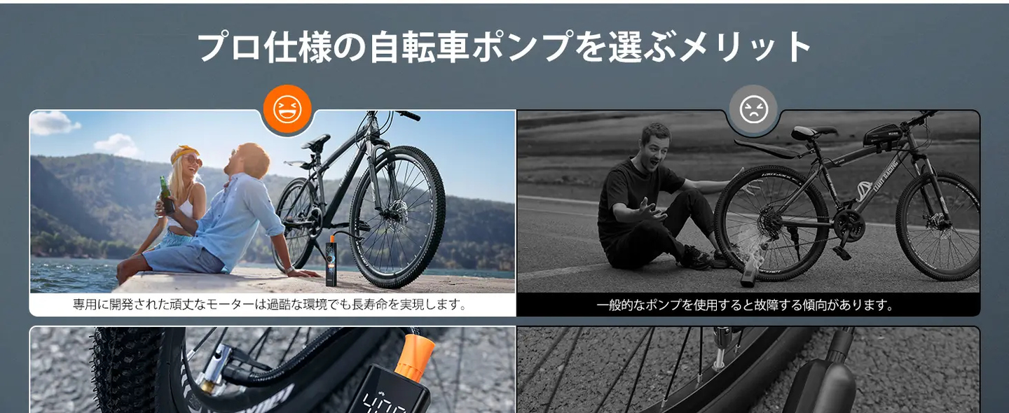 AstroAI L8 自転車 空気入れ 電動 エアーコンプレッサー コードレス 150PSI 充電式 5種類のプリセットモード 高速充填 自動停止 仏/英/米式バルブ対応 バイク/自動車/ボール