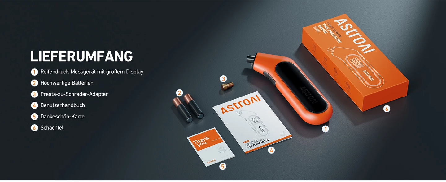 AstroAI Reifendruckprüfer Digitaler luftdruckprüfer 300 PSI Große Display mit Taschenlampe AAA-Batterie