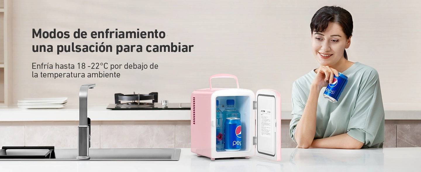 AstroAI Mini Refrigerador4L 6 Latas de Refrescos (Rosa)