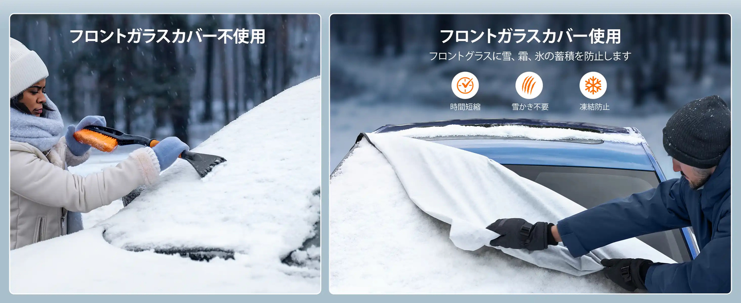 AstroAI フロントガラスカバー フロントガラス凍結防止 凍結防止カバー 脱着可能なサイドミラーカバー2個 自動車・SUV・ワゴン車向UVサンシェード 風に強い
