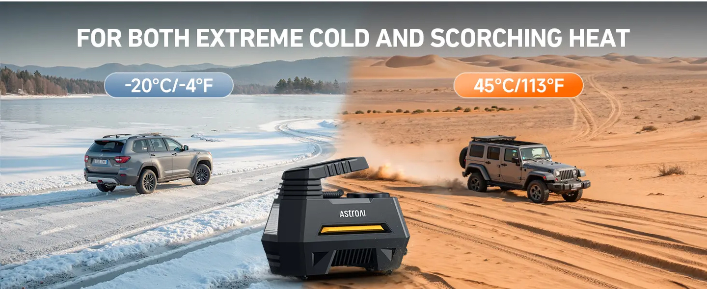 AstroAI 電動エアコンプレッサー 車 空気入れ 電動空気入れ 自動停止 静音 小型 過熱保護 DC12V ガーソケット接続式 LEDライト 3種類変換ノズル 仏式/米式対応 タイヤ 車 自動車 自転車 ロードバイク ボール 浮輪適用 (ブラック)