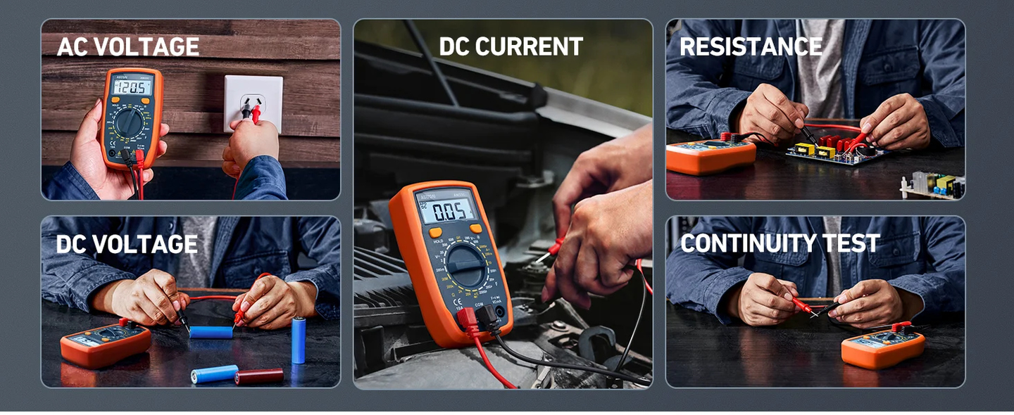 AstroAI Digital Multimeter Tester with Capacitance, 2000 Counts DC AC Voltmeter and Ohm Volt Amp Meter; Measures Voltage, Current, Resistance, Capacitance, Continuity and Diode, Orange