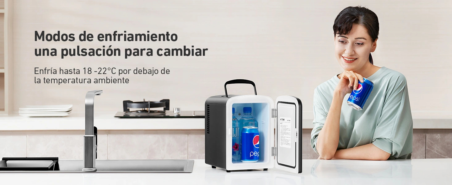 AstroAI Mini Refrigerador, 4L 6 Latas de Refrescos (Negro)