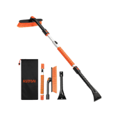 AstroAI 47.2 Inch Ice Scraper Extendable Car Snow Brush, Orange with 360° Pivoting Brush Head