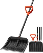 AstroAI 62" Heavy-Duty Snow Shovel with Adjustable Ergonomic D-Shape Handle, 17-Inch Wide Snow Shovel for Car with Reinforced Aluminum Metal Blade, Yard