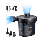 AstroAI Small Air Pump with 3 Nozzles for Air Beds, Inflatables, Balls, Pool, 120V, AC/DC
