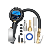 AstroAI Digital Tire Pressure Gauge with Inflator, Heavy Duty Air Chuck, Rubber Hose and Quick Connect Coupler, ​250 PSI, Model ATG250, Blue