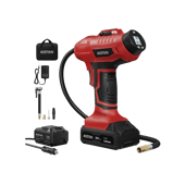 AstroAI 20V Rechargeable Battery Powered High-Speed Air Compressors​ with 12V Car Power Adapter for Cars, Red
