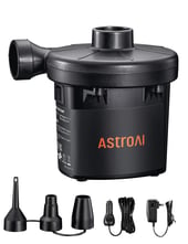 AstroAI Portable Air Pump for Inflator/Deflator - 110V AC/12V DC Air Mattress Pump, Electric Air Pump with 3 Nozzles, Suitable for Outdoor Camping Air Bed, Pool Toys, Swimming Ring