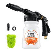 AstroAI Foam Gun Car Wash Gun with Wash Mitt, Quick Connect to Most Garden Hose, Foam Blaster Equips with 3/4” Universal Garden 3/8" Quick Connector, Amber Lable