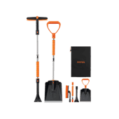 AstroAI 2" 1 Ice Scraper & Snow Shovel Kit, 47.2" Ice Scrapers for Car Windshield and 360° Pivoting Snow Brush, Extendable Snow Shovel with Foam Grip, Orange