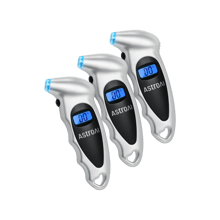 AstroAI 3 Pack Digital Tire Pressure Gauge with 4 Settings for Cars, Bikes, Trucks; Backlit LCD & Non-Slip Grip, 150 PSI, Silver