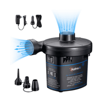 AstroAI Small Air Pump with 3 Nozzles for Air Beds, Inflatables, Balls, Pool, 120V, AC/DC