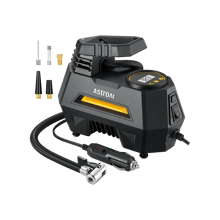 AstroAI CZK-3631 Tire Air Compressor with Digital Pressure Gauge, Emergency LED Light for Bicycle, Balloons, Yellow