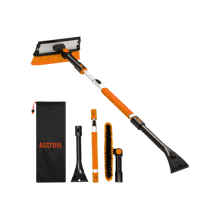 AstroAI 47.2 Inch Ice Scraper Extendable Car Snow Brush,Orange with 270 degree Pivoting Brush Head