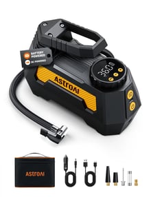 AstroAI H2 Pro Tire Inflator Portable Air Compressor Fully Upgraded Cordless Tire Inflator with DC 12V & Battery Dual Power Supplies Fast Inflation Air Pump for Car Tires Motorcycles Yellow