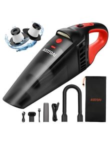 AstroAI Handheld Vacuum Cleaner Cordless, Powerful Suction, Car Vacuum Cleaner, Washable Filter, Portable Hand Held Vacuum LED, 12V DC/Long Runtime Rechargeable Battery, Fast Charge for Home, Car, Pet