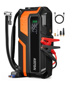 AstroAI M10 6000A 150PSI Car Jump Starter with Air Compressor - 12V Portable Battery Booster (All Gas/12.0L Diesel), Smart Tire Inflator, Heavy-Duty Jumper Cables, Power Bank, LED Light, Storage Case