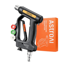 AstroAI Short Pressure Washer Gun with Swivel High Pressure Washer with 4 Nozzles and 3/8” Swivel Quick Connector - 4060PSI Max and Compatible, Yellow