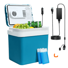 AstroAI Electric Cooler 26 Quarts/ 24 Liter, Thermoelectric Car Cooler for Beverage, Beer, Wine, Seafood, Fruits, Home and Travel with 2 Ice Packs, AC, DC, RV use