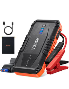 AstroAI S8 Car Battery Jump Starter 1500A - Portable 12V Lithium Jump Box
BOOST for Dead Battery, 3 Mode Flashlight, Power Bank & Smart Jumper Cables - for 6.0L Gas and 3.0L Diesel Engine, Orange