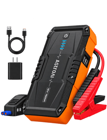 AstroAI S8 Car Battery Jump Starter with 1500A Battery Pack for Up to 6.0L Gas & 3.0L Diesel Engines, 3 Modes Flashlight and Jumper Cable, 12V, Orange