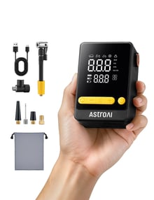 AstroAI L10 Mini Tyre Inflator Portable Air Compressor, 150PSI Air Pump for Car Tyres with Digital Pressure Gauge, Bike Tyre Pump with LED Light  for Cars, Bikes, Motorcycles, Balls