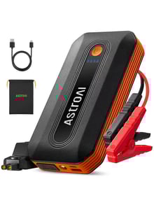 AstroAI B8 Jump Starter Power Pack for 12V Vehicles (7.0L Petrol / 5.5L Diesel) and Motorcycles, Car Battery Booster Jump Starter Power Bank, Includes LED Light & Full Accessories, Orange
