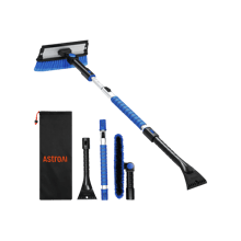 AstroAI Eiskratzer Auto mit Besen 119CM Lang Ausziehbarer Schneebesen Abnehmbarer Eisschaber mit Rakel & Ergonomischem Schaumstoffgriff & 180 ° Blau