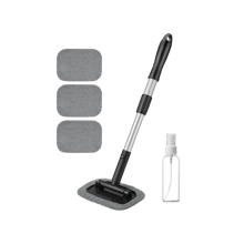 AstroAI Limpiador de parabrisas para coche, con mango extensible y 4 almohadillas de microfibra, color gris