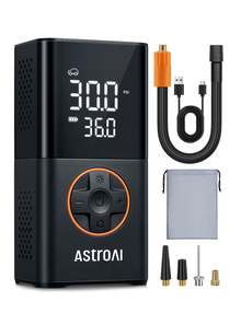 AstroAI Portable Air Compressor, Mini Portable Car Air Compressor, Bicycle Air Pump, Car Wheel Inflator with LED Light and 4000mAh Rechargeable Battery, Motorcycles, Balls