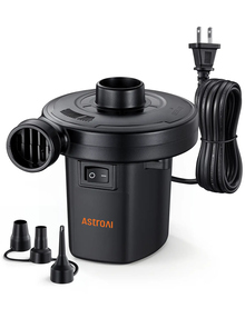 AstroAI 空気入れ プール AC電源/DC電源/充電式バッテリー給電 tiny pump 電動エアーポンプ エアーポンプ 電動 タイニー ポンプ ポンプ式 空気抜き 両対応 3種類のノズル付き PSE認証済み 小型浮き輪 ゴムボート エアベット ビニール ブール適用