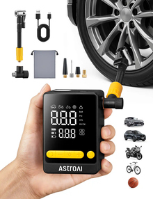 AstroAI L10 Mini自転車 空気入れ 電動 エアーコンプレッサー 電動空気入れ 150PSI 自動停止 空気入れ 自転車 LEDライト付 自動車、自転車、バイク、ボール対応