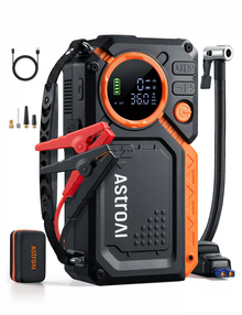 AstroAI Arrancador de Batería de Coche 8000A con Compresor Aire, Arrancador Coche Prtatil con Inflador de 150 PSI, Jump Starter 12V, con Pantalla LED y Luz de Emergencia