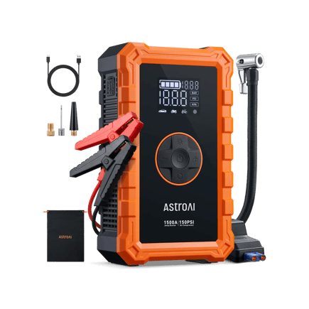 AstroAI ジャンプスターター 空気入れ 10000mAh 1500Aピーク電流 車用