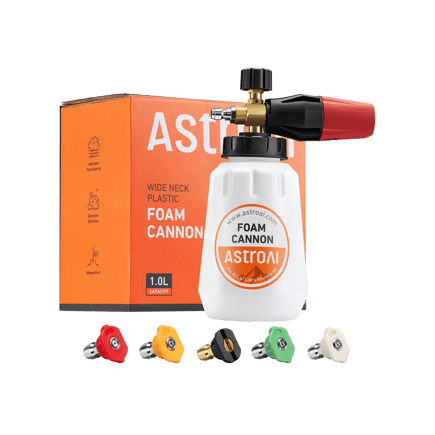 AstroAI Big Mouth Foam Cannon with 5 Pressure Washer Nozzle Tips