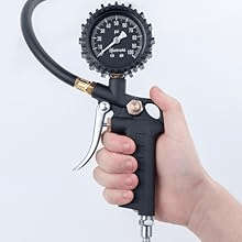 AstroAI 100 PSI Tire Inflator with Pressure Gauge, 100 PSI-ANSI B40.1 Accurate, Large 2.5" Easy Read Glow Dial and Compressor Accessories