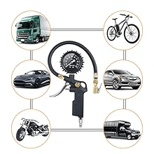 AstroAI 100 PSI Tire Inflator with Pressure Gauge, 100 PSI-ANSI B40.1 Accurate, Large 2.5" Easy Read Glow Dial and Compressor Accessories