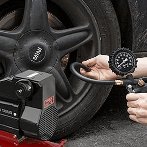 AstroAI 100 PSI Tire Inflator with Pressure Gauge, 100 PSI-ANSI B40.1 Accurate, Large 2.5" Easy Read Glow Dial and Compressor Accessories