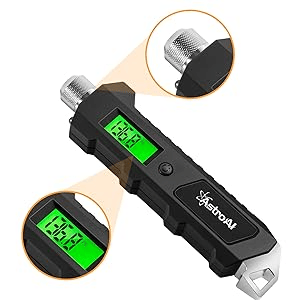 AstroAI Digital Tire Pressure Gauge with 4 Settings for Heavy Duty Truck/Motorcycle/Bike/Car, Backlit LCD Flashlight and Non-Slip, 230 PSI, Black