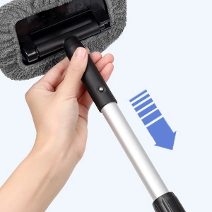 AstroAI Scheibenreiniger auto, Autoscheiben Innenreiniger für Windschutzscheibe mit ausziehbarem Griff und 3 Mikrofaserpads, Grau