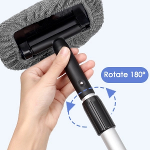 AstroAI Scheibenreiniger auto, Autoscheiben Innenreiniger für Windschutzscheibe mit ausziehbarem Griff und 3 Mikrofaserpads, Grau