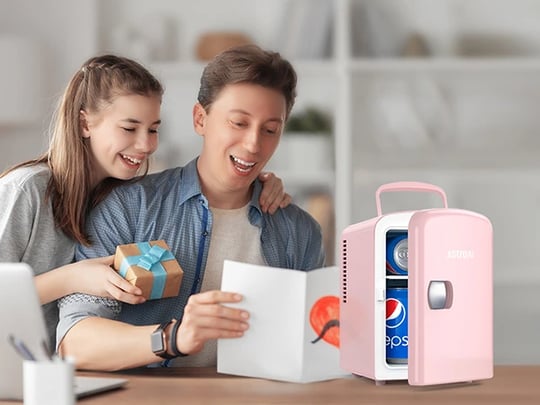 Compact Pink Mini Fridge for Bedroom & Office | AstroAI