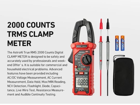 AstroAI Digital Clamp Meter & Multimeter Set - 2000 Counts Electrical Testers