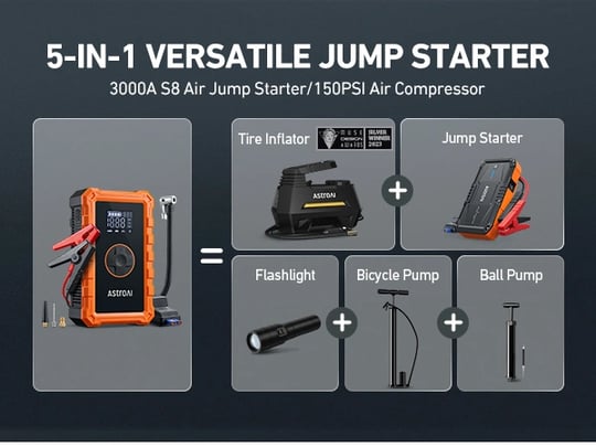 Portable Jump Starter with Air Compressor | AstroAI​