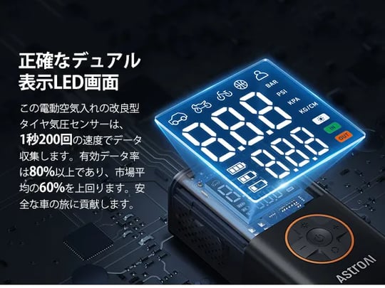 電動空気入れ 2024年新登場 10秒で充填 ダブルLCD表示 空気圧指定可 Amazon | 電動空気入れ 2025年新登場 10秒で充填 ダブルLCD表示