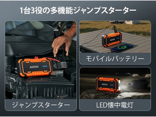AstroAI P10 ジャンプスターター 3000A 車用バッテリー始動 最大10L