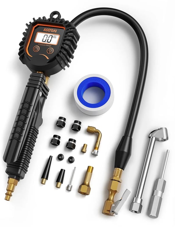 AstroAI Digital Tire Pressure Gauge with Inflator, 250 PSI Air Chuck and Compressor Accessories